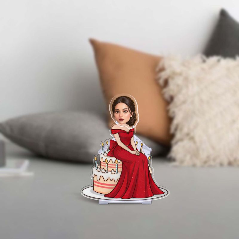 Personalized Bobble Head Birthday Caricature for Girls Solar Powered Shaking Head Custom with Face Photo Cutout Birthday Gift for Bestie, Friends, Sister